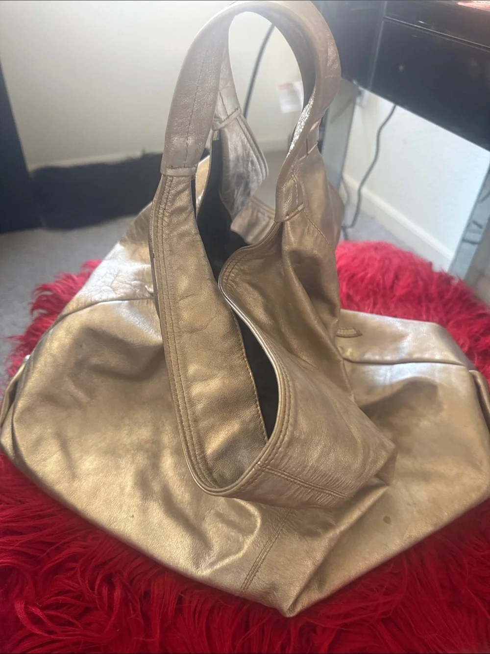 Furla Metallic Silver-Leather Hobo Bag
